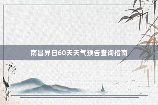 南昌异日60天天气预告查询指南